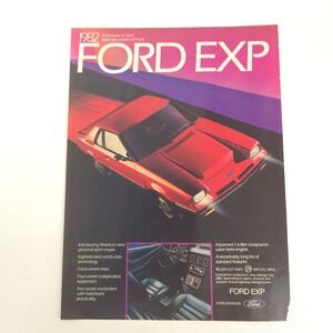 1982 Ford EXP Print Ad Sport Coupe Hatchback Vintage Decor Garage Wall Art Promo